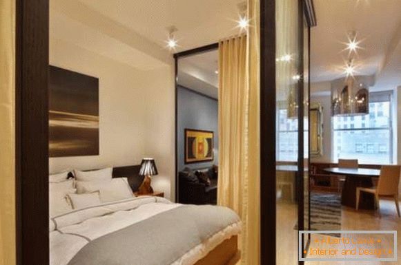 Дизајн једнособног апартмана за породицу са дјететом - како одвојити спаваћу собу?