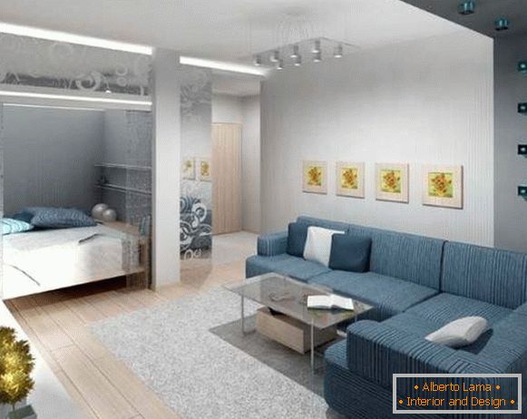 Дизајн једнособног стана: поделите у две зоне спаваћу собу и ходник