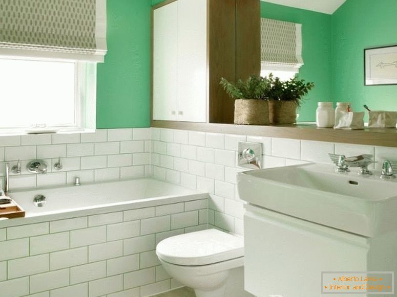 Бијело-зелено комбинирано купатило