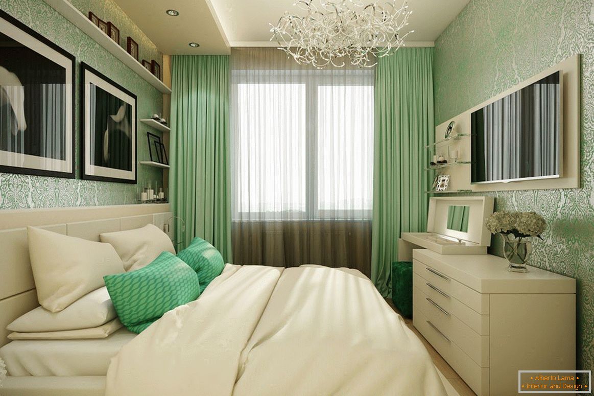 Спаваћа соба у беж-зеленој боји