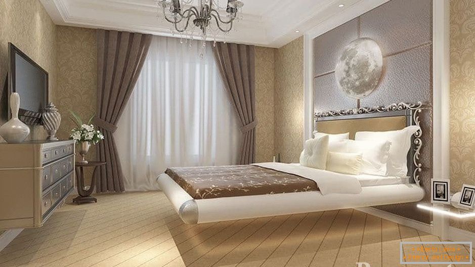Пливајући кревет изнад спаваће собе у спаваћој соби у класичном стилу