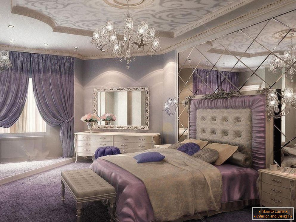 Лила спаваћа соба у класичном стилу