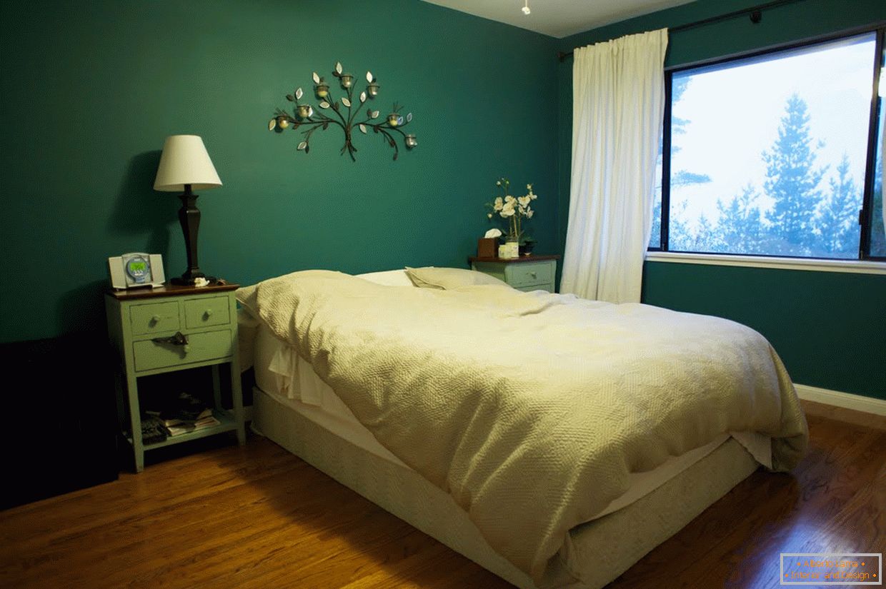 Нијансе зелене у дизајну спаваће собе