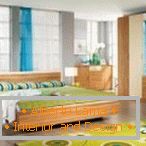 Нијанса зелене и жуте у дизајну спаваће собе