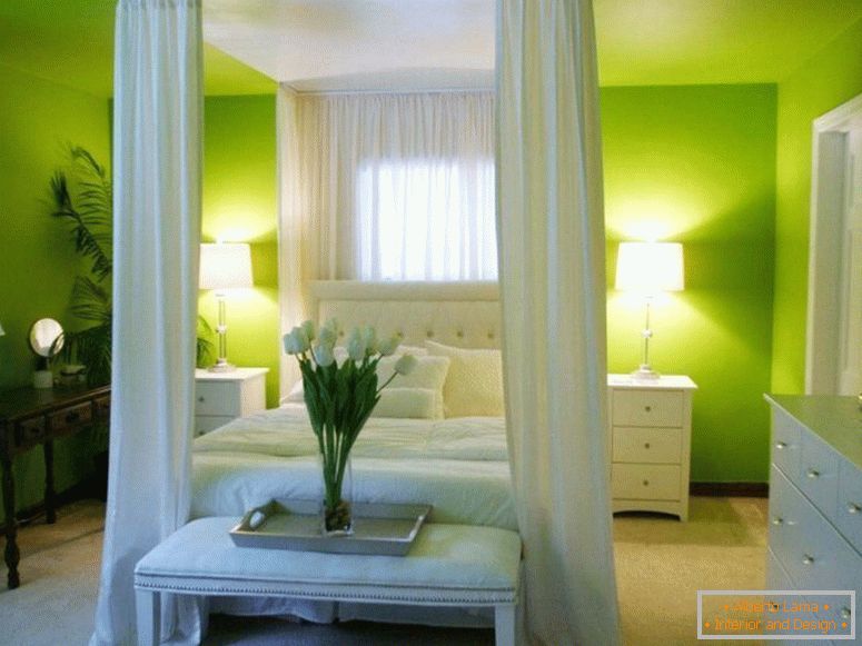 Расвета в спальне зеленого цвета