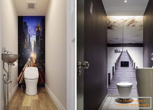 Прекрасан тоалетни ентеријер - фотографија са зидним папирима у соби