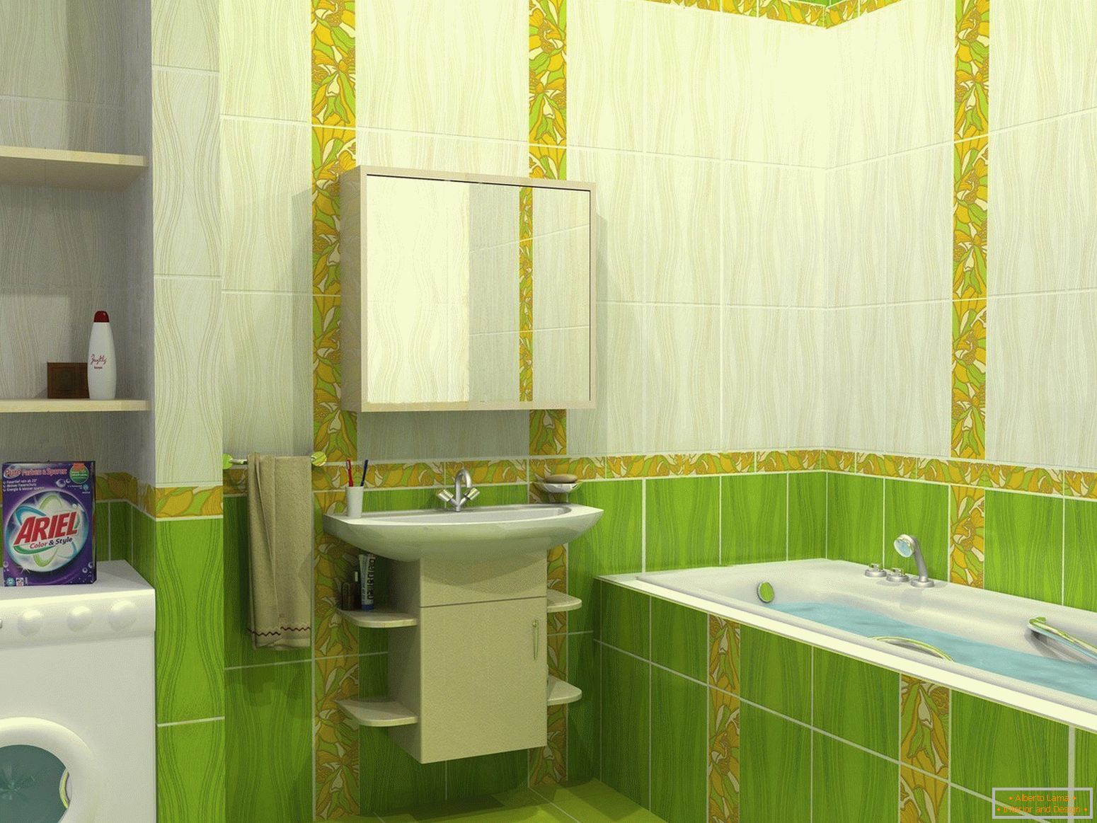 Дизајн купатила у зеленим тоновима