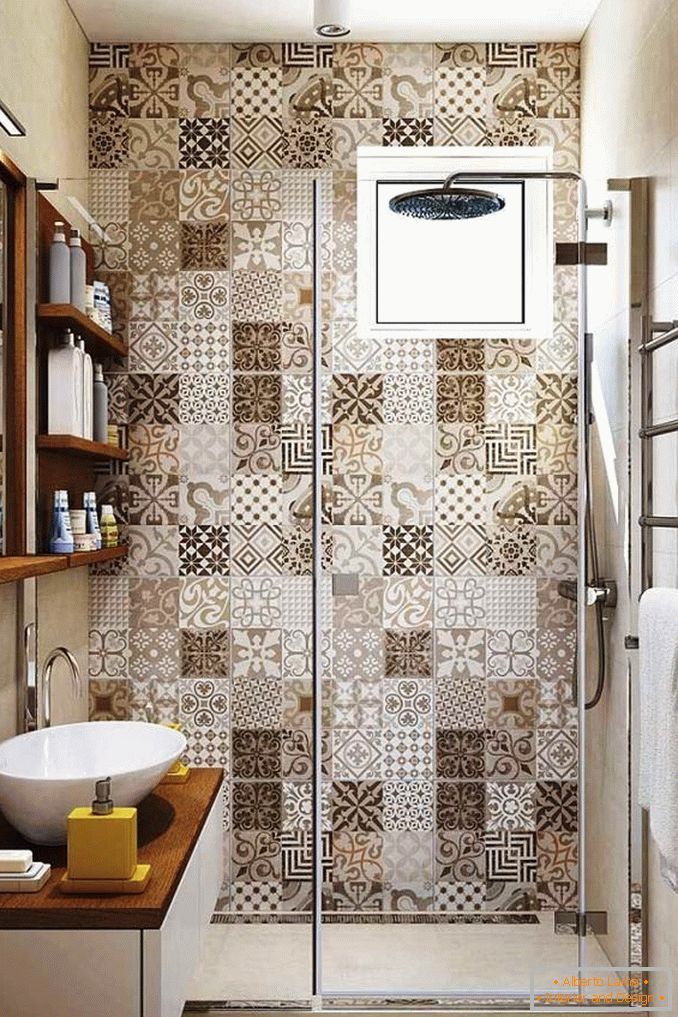 Имитација мозаика у купатилу без тоалета