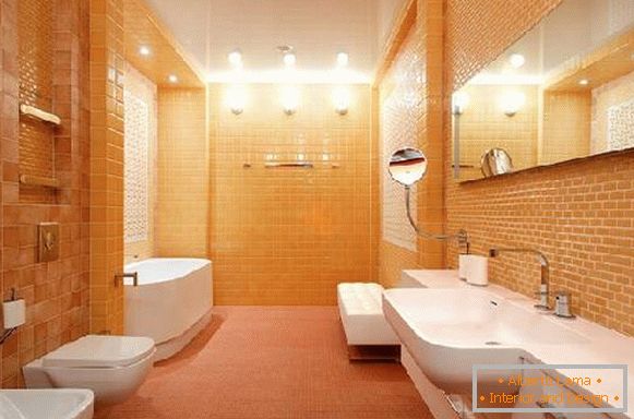 дизајн уског купатила у комбинацији са тоалетом, фото 36