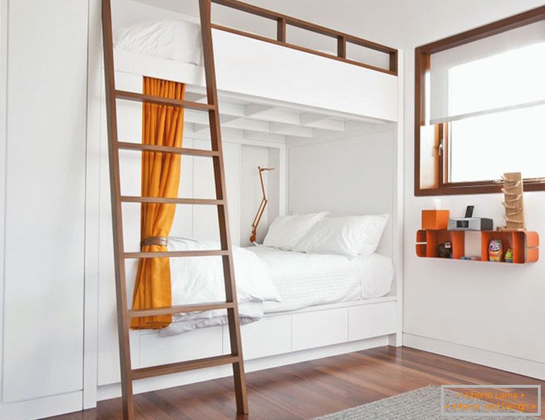 Кревет на спрат у спаваћој соби у бијелој боји