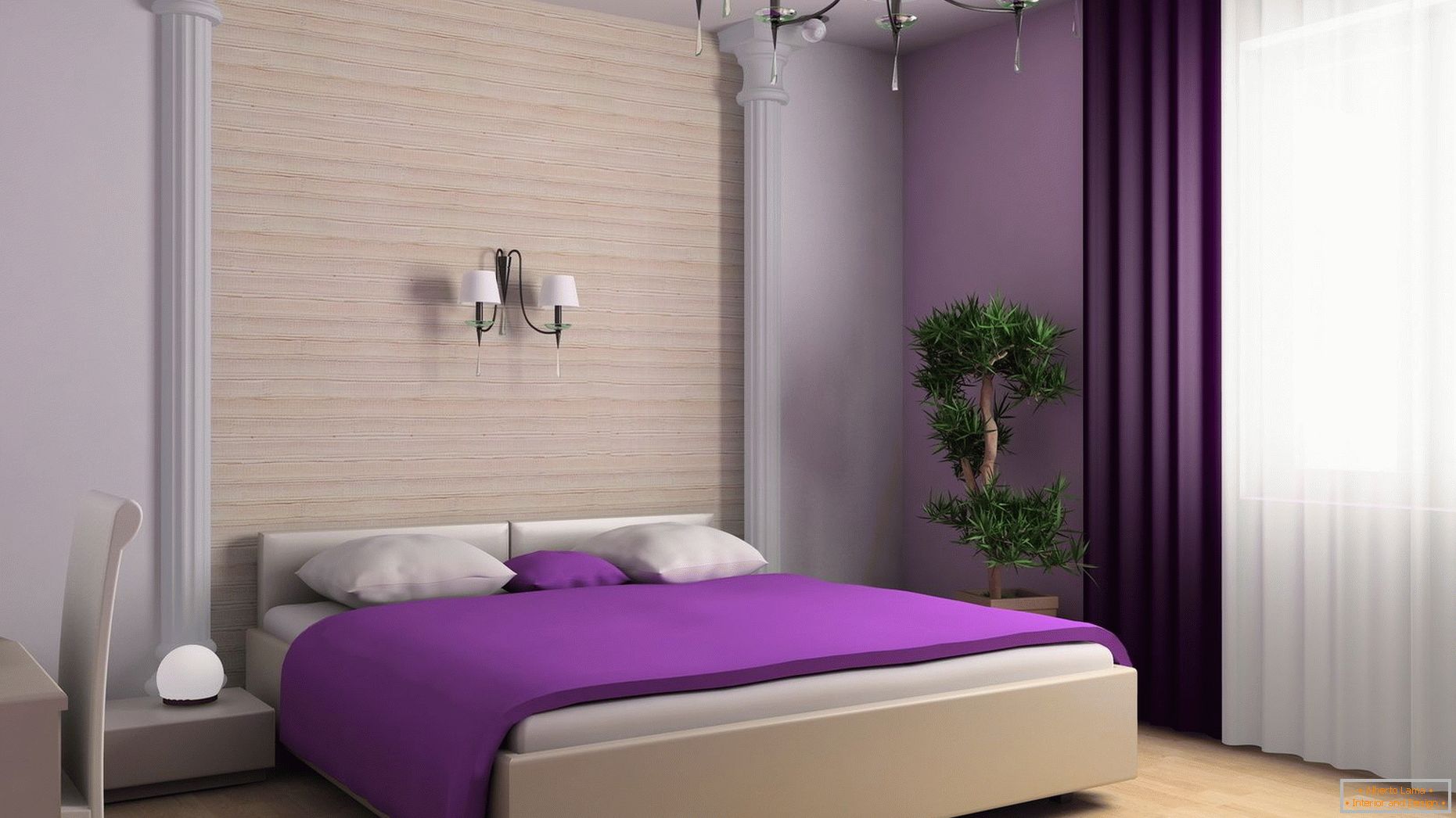 Виолетна ћебад на кревету