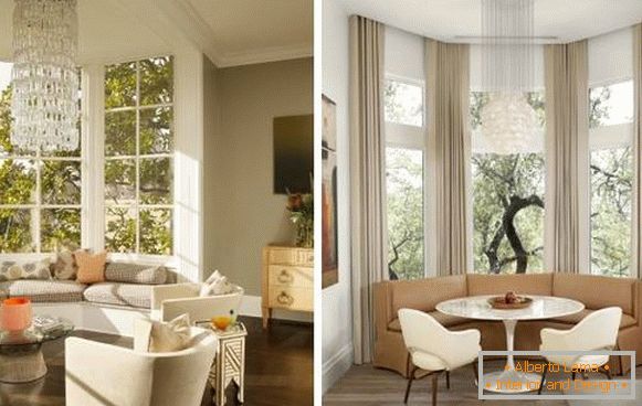 Дизајн кухиње дневне собе са прозорским простором у стилу луксуза