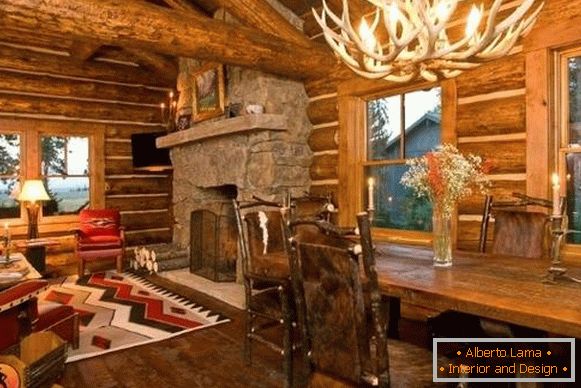Унутрашњост дрвене куће изнутра - фотографије у стилу планинарског дома