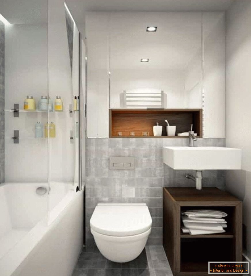 Дизајн малог купатила комнаты совмещенной с туалетом