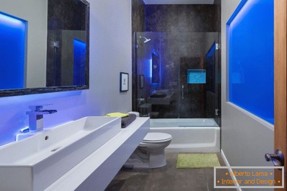 Дизајн у високотехнолошком стилу - фотографија модерног купатила