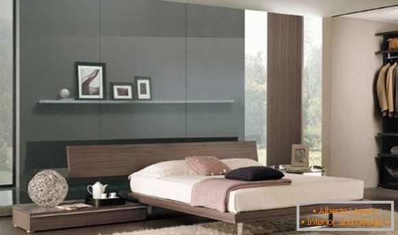Модерна спаваћа соба у високотехнолошком стилу - шема боја