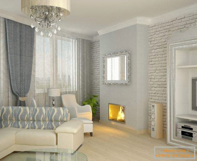 Класичан дизајн сала са камином у приватној кући