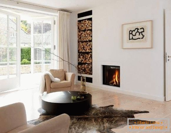 Израда приватне куће у стилу минимализма - унутрашњост дневне собе на фотографији