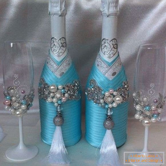 Декорирање бочице шампањца својим рукама - фото
