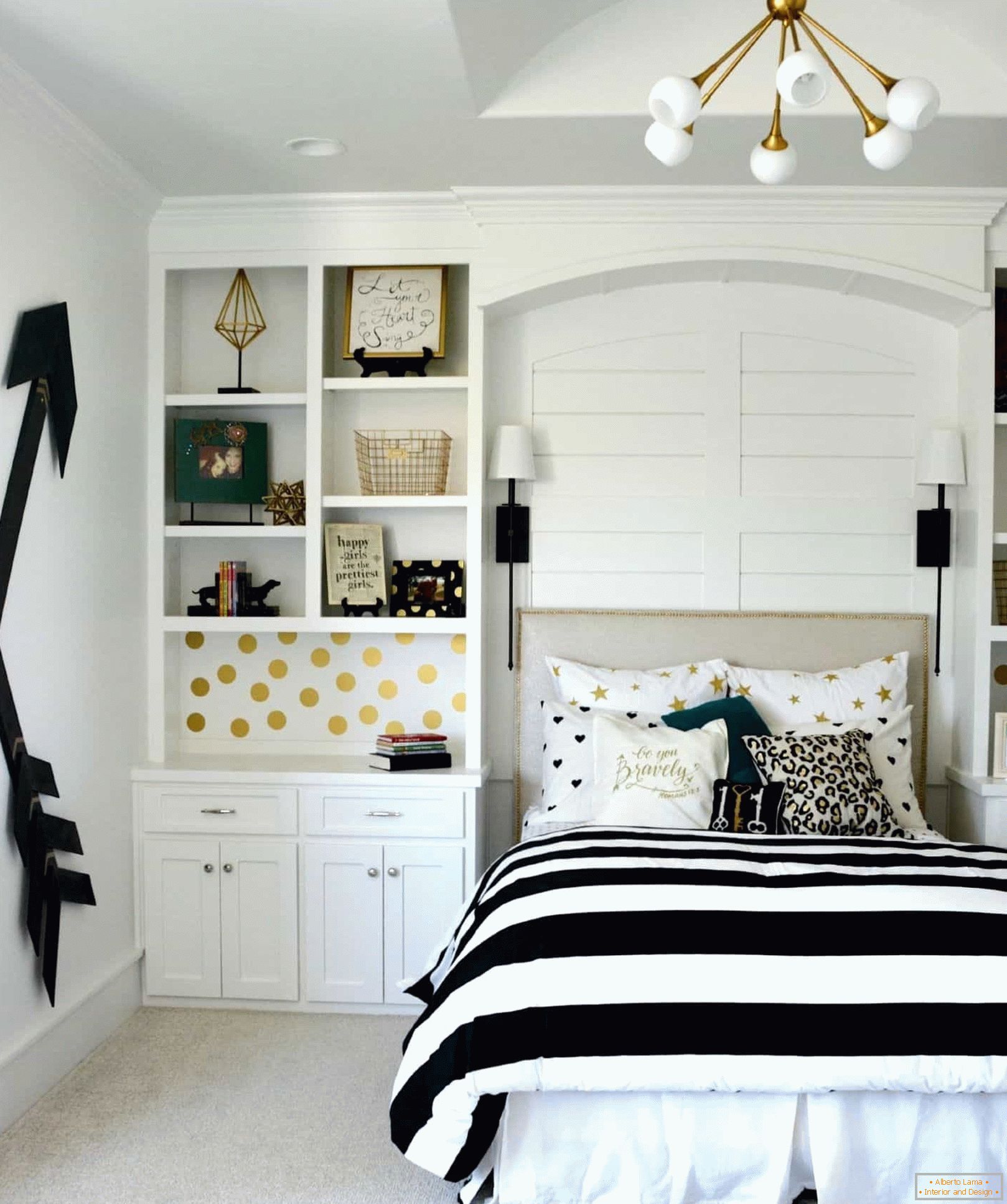 Црно-бела соба дизајн за тинејџерку