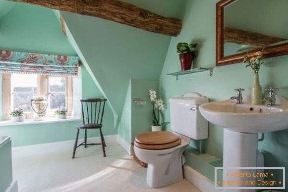 Прекрасни ентеријер купатила - фотографија купатила у зеленој боји