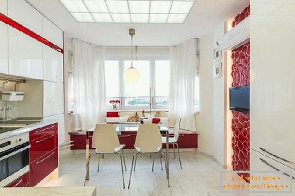 Дизајн квадратне кухиње дневне собе од 20 м² М, фото 25