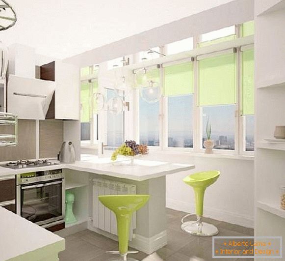 дизајн кухиње са балконом 9 м2, фото 6