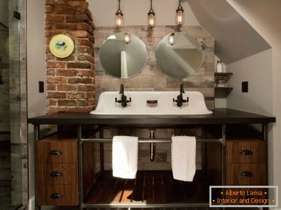 Светиљке Едисон у унутрашњости - фотографије купатила