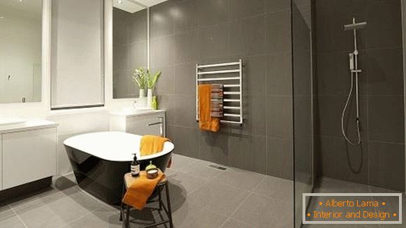 Дизајн купатила у сивом и минималном стилу