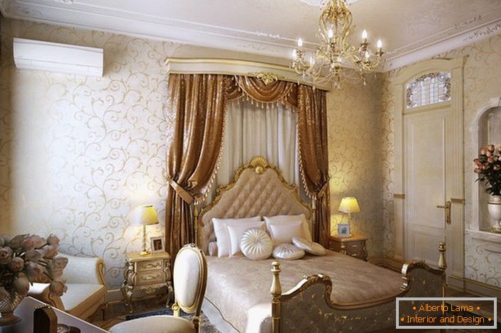 Само правилно одабрани намештај, као у овој спаваћој соби, може постати живи пример барокног стила.