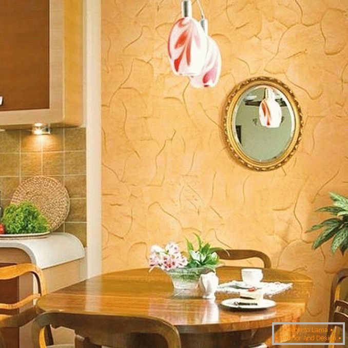 зидна декорација у кухињи са декоративним малтером, фото 5