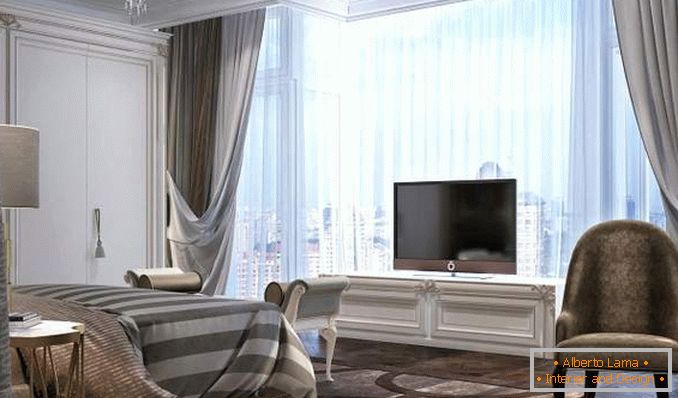 Дизајн спаваће собе у стану са панорамским прозорима - унутрашња слика