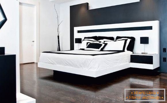 Дизајн спаваће собе у црно-белој боји