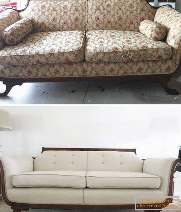 Обнова тапацираног намештаја - кауч фотографија пре и после