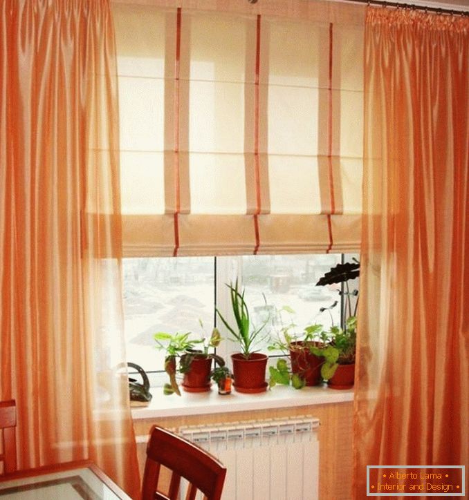 Римска завеса фотографија за пластичне прозоре у кухињи