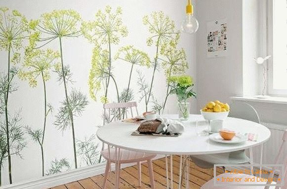 Зидни папир до цвећа кухиње, фото 35