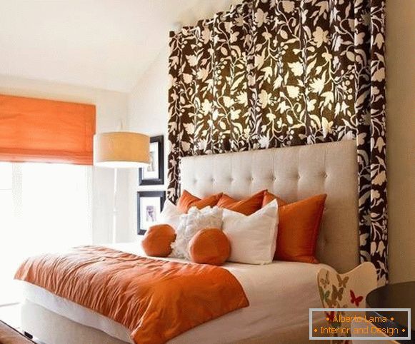 Завесе за браон спаваће собе - дизајн фотографија 2016 са шаблоном