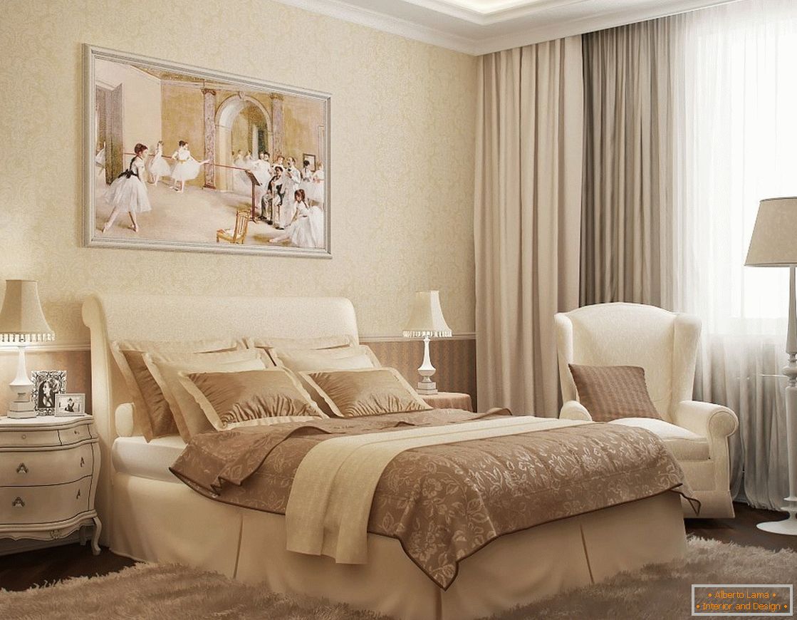 Спаваћа соба у класичном стилу в бежевых тонах