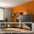 Наранџаста боја у дизајну дневне собе