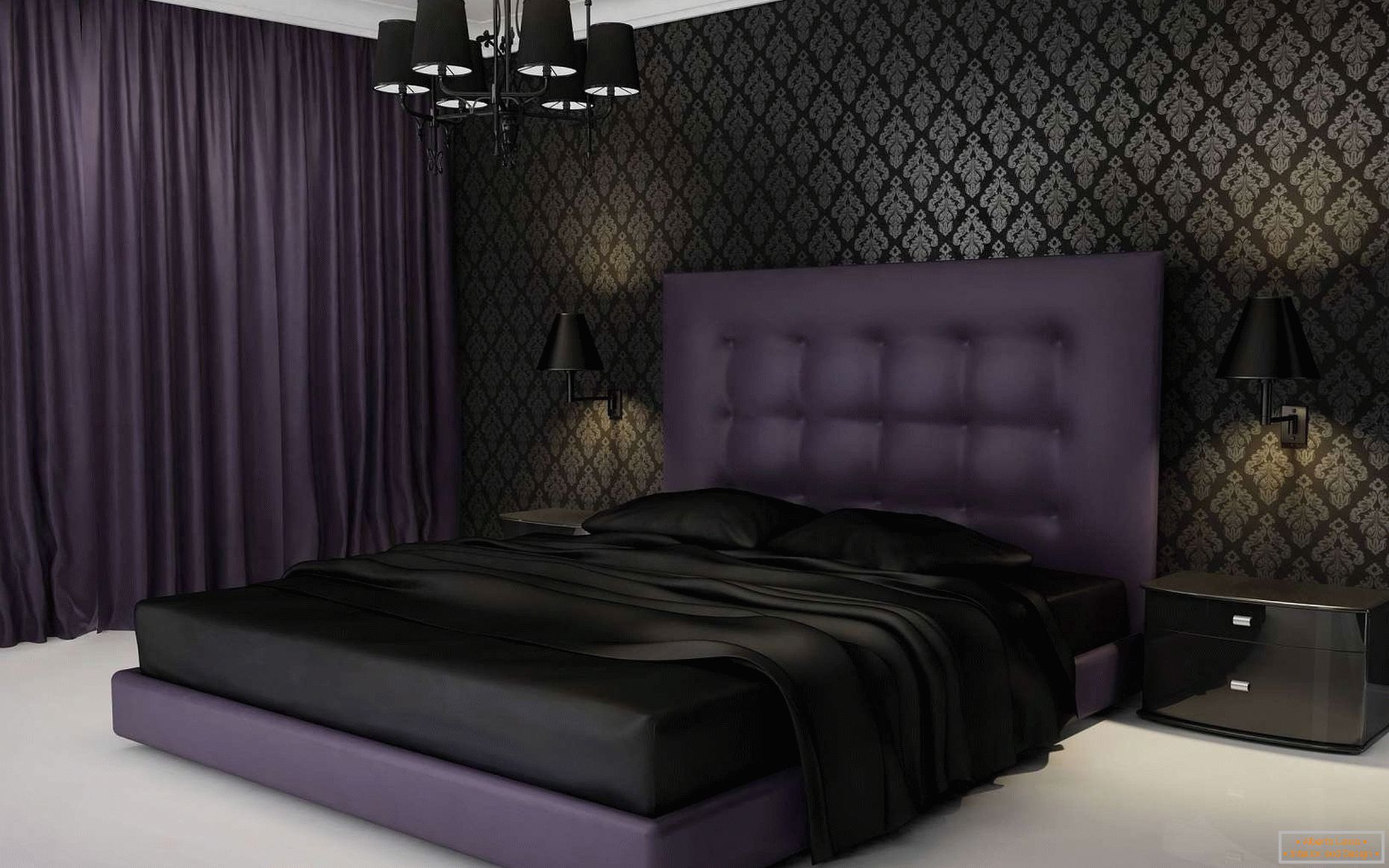 Дизајн спаваће собе у тамним бојама