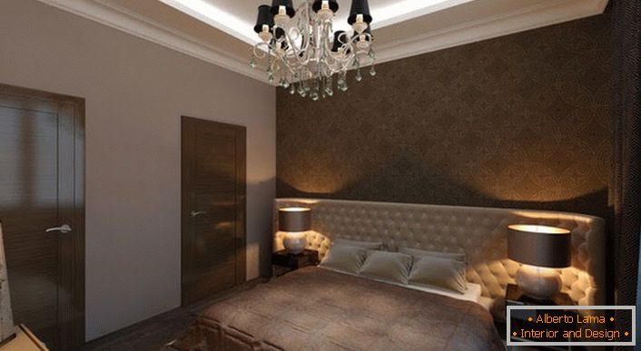 Спаваћа соба у стилу Арт Децо са правим осветљењем. Муффлед лигхт ствара атмосферу приватности и романтике у соби.