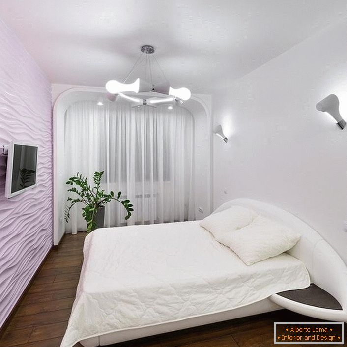 Розе боја за спаваћу собу у високотехнолошком стилу