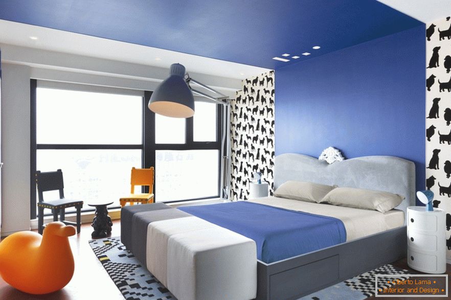 Плава спаваћа соба стилског стана у Пекингу