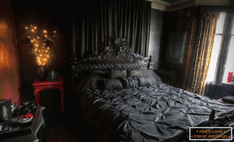 велика спаваћа соба-зид-декор-романтично-тамно-тврдо дрво-подручје-тепих-столне лампице-бела-милтон-зеленице-звезде-инц-асиан-свила