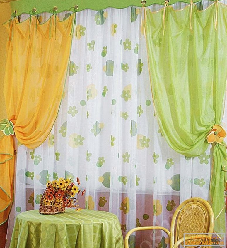 Изванредна-сет-реади-завеса-за-кухињу-жута-и-зелена-боја-са-тилом-са-цветним-орнамент-зхг-ин