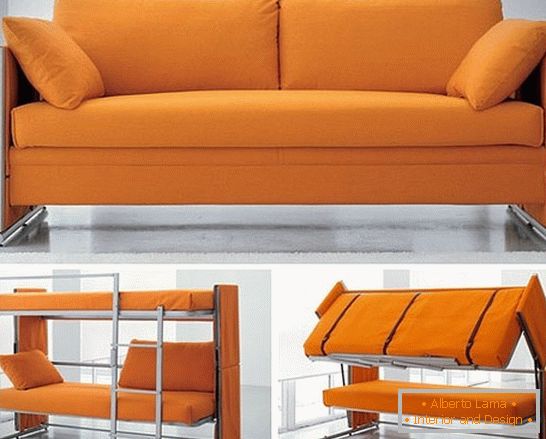 Мебел-трансформатор са софа у двослојном кревету