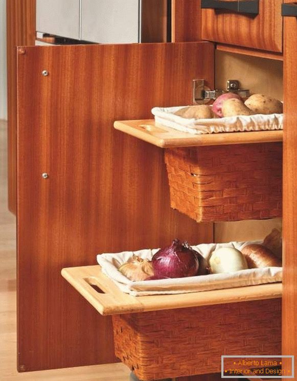 Повлачне корпе за складиштење поврћа у кухињи
