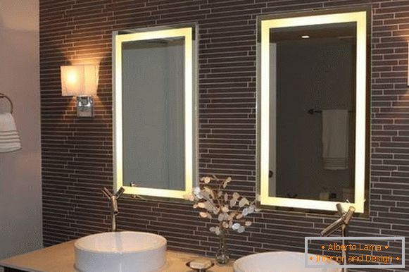 Правоугаоне огледала са позадинским осветљењем за купатило