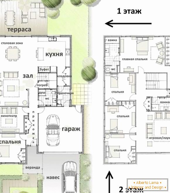 Како направити други спрат у приватној кући - пројекат за 4 спаваће собе и игралиште