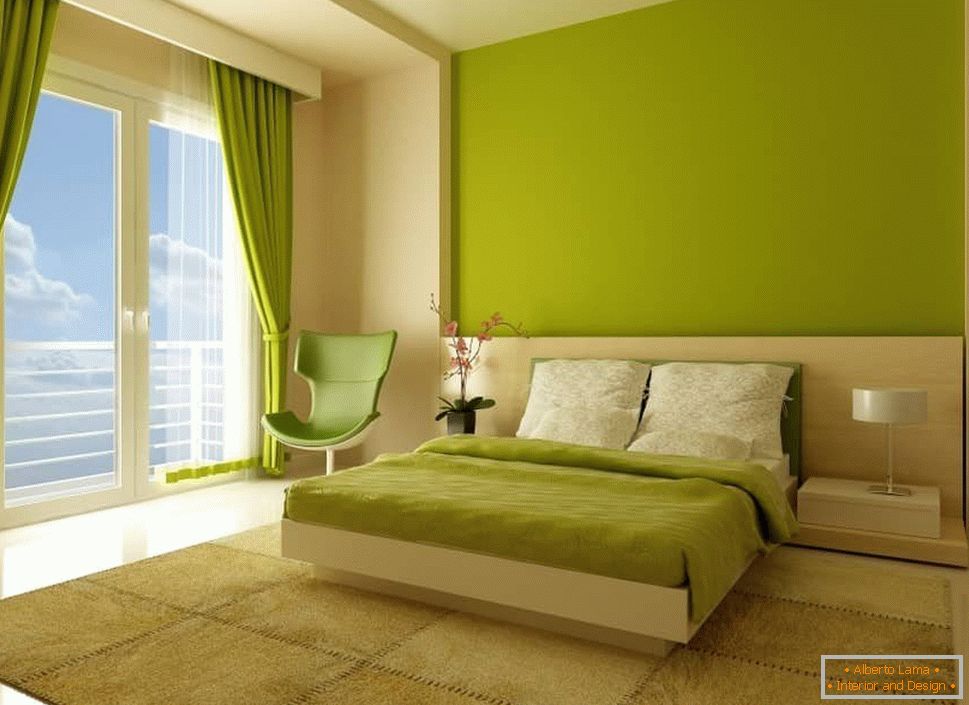 Спаваћа соба у светло зеленој боји